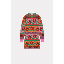 Women Fairisle Lurex Dress - Cherry