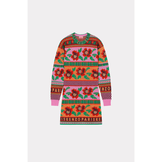 Women Fairisle Lurex Dress - Cherry