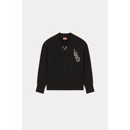 Women Tiger Varsity Cardigan - Black
