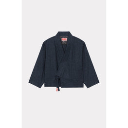 Women Checks Kimono Jacket - Midnight Blue