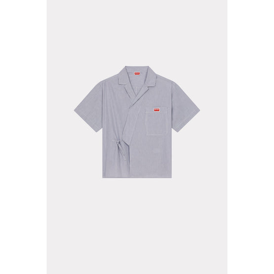 Men Striped Kimono Hawaiian Shirt - Midnight Blue