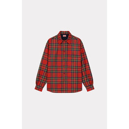 Men Checked Padded Shirt - Cherry