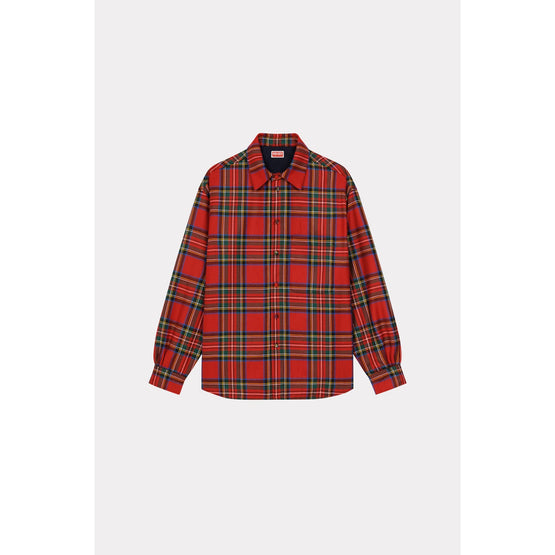 Men Checked Padded Shirt - Cherry