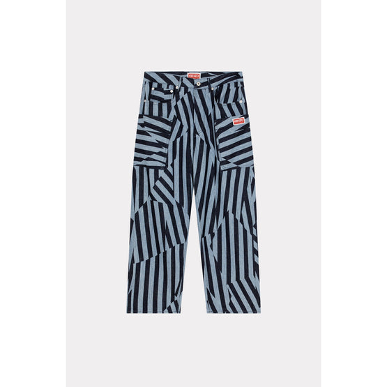 Men Dazzle Stripe Cargo Monkey Fit - Rinse Blue Denim