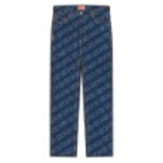 Men Cropped Asagao Straight Jeans - Rinse Blue Denim