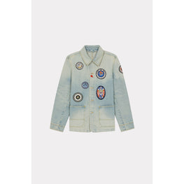 Men Kenzo Travel Workwear Jacket - Medium Stone Blue Denim