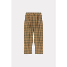 Men Checked Pleated Tailored Pant - Dark Camel