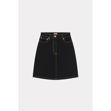 Women Solid Small Skirt - Rinse Black Denim