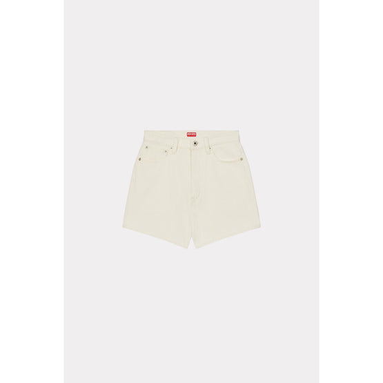 Women Solid Shorts - Stone Bleached White Denim