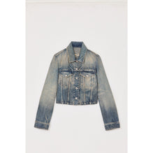 Women Denim Trucker Jacket - Stone Bl Dirty Blue Denim