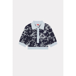 Women Kenzo Flower Camo Polo Top - Midnight Blue