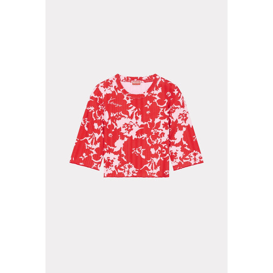 Women Kenzo Flower Camo Cropped Top - Medium Red