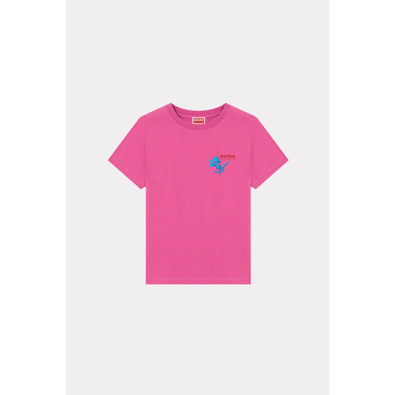 Women Drawn Flowers Classic Tee - Deep Fuschia