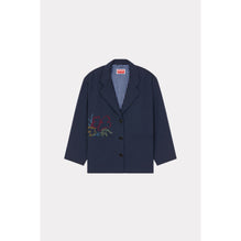 Women Drawn Flowers Workwear Jacket - Midnight Blue