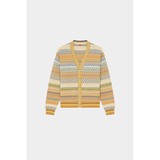 Men Fairisle Cardigan - Camel