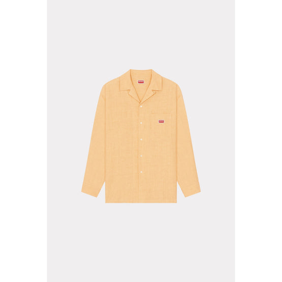 Men Oversize Ls Hawaiian Shirt - Camel