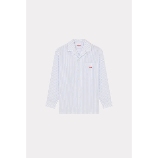 Men Stripe Oversize Ls Hawaiian Sh - Light Blue