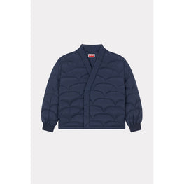Men Seigaiha Kimono Light Down Jkt - Midnight Blue