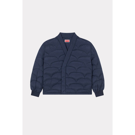 Men Seigaiha Kimono Light Down Jkt - Midnight Blue