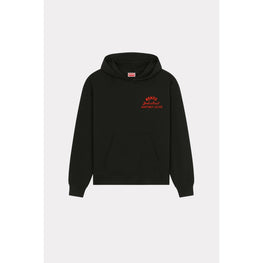 Men Drawn Varsity Oversize Hoodie - Black