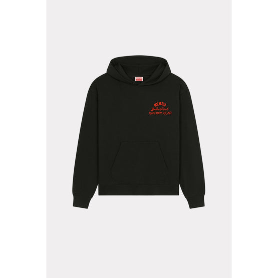 Men Drawn Varsity Oversize Hoodie - Black