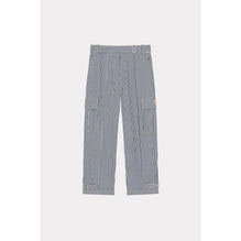 Men Striped Army Straight Jeans - Rinse Blue Denim