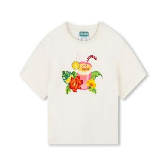 Kids Tee-Shirt En Jersey Finition P - Off White